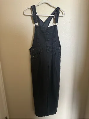 Free People Ziggy washed black denim Jean Overalls size xs oversized thumbnail 3