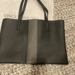 NEW Vince Camuto Luck Vegan Leather Tote Black & Gray Pebbled Bag Luxury Bag thumbnail 3