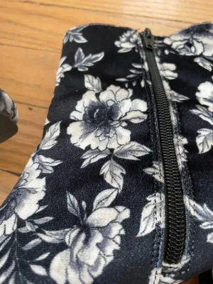 Velvet Floral Navy Booties thumbnail 2