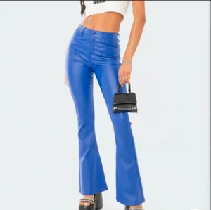 Edikted Luna Blue Faux Leather Flare Jeans Size Medium thumbnail 9