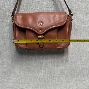 Etienne Aigner Brown Leather Crossbody Shoulder Bag Vintage Small Flap‎ Purse thumbnail 6
