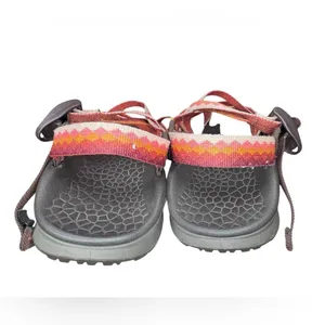 Brown Sandals with multi color straps like new sz 8 ws2 thumbnail 4