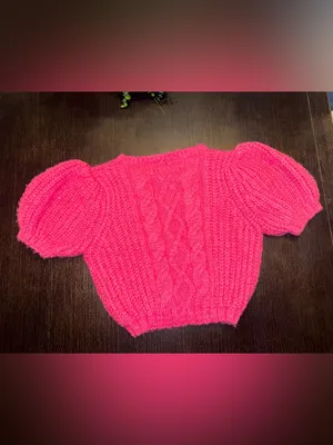 POL Hot Pink Cable Knit Puff Sleeve Sweater thumbnail 3