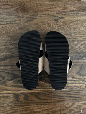 NA-KD Double silver buckle tan leather suede chunky comfy sandal slides size 8 / EU 38 thumbnail 4