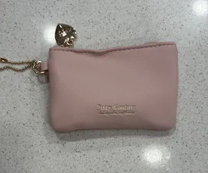 Juicy couture blush pink pouch with gold heart charm thumbnail 1