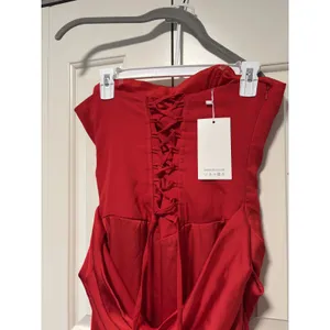 Red Strapless Corset Back Evening Dress Size 8 thumbnail 8