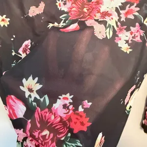 Mesh See Through Floral Long Sleeve Mock Neck Top Size Small Festival Concert thumbnail 5