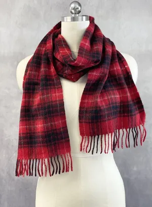 Red Plaid Cashmere Scarf Soft Warm Minimal Tartan Old Money Preppy Winter Target thumbnail 1