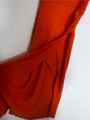 Reformation Formosa Orange Ribbed Bodycon Midi Dress w/ Slit Size XS thumbnail 4
