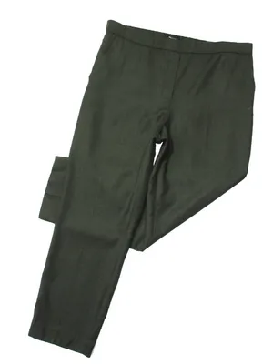 NWT Theory Treeca Pull-on in Hunter Green Sleek Flannel Wool Taper Crop Pants 10 thumbnail 3