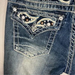 Miss Me Bootcut Western Thick‎ Stitch Flap Pocket Embellished Denim Jeans thumbnail 14