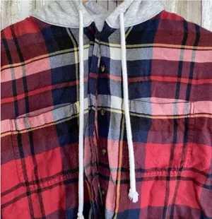 American Eagle Cozy Cabin Cropped Hoodie Flannel •XS thumbnail 6
