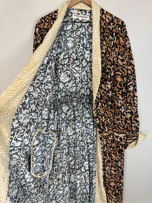 Free People Wild Nights Duster Kimono Black Floral Leopard Combo size Large $168 thumbnail 10