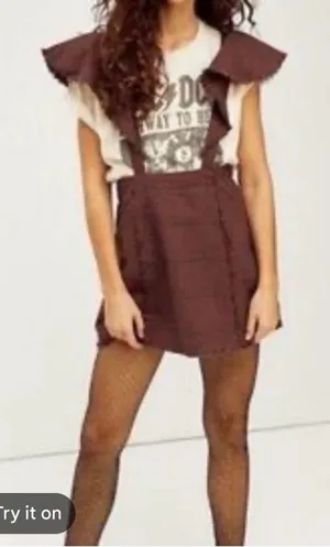 FREE PEOPLE Rowan Plaid Pinafore Skirt Size 0 thumbnail 1