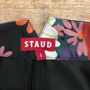STAUD Austin Pants Size 4 Satin Floral‎ Bloom Flares Black Daisy Retro Festival thumbnail 7