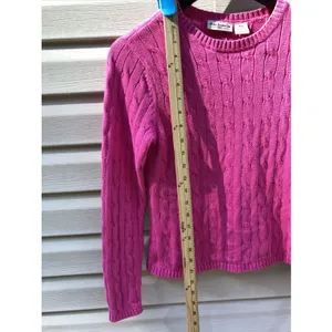 Polo Jeans Co‎ Ralph Lauren Sweater Womens M Medium Pink Cable Knit thumbnail 4