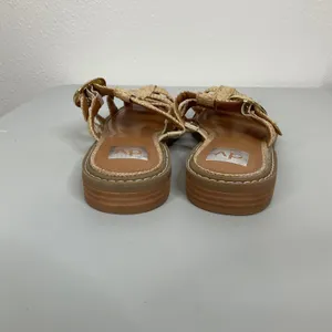 DV Dolce Vita Falcun Woven Raffia Fisherman Slide‎ Sandals Beige Gold Buckle 7.5 thumbnail 4