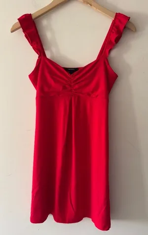 Forever 21 Red Ruffle Sleeve Flowy Mini Dress thumbnail 1