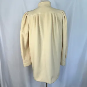 Vintage Michelle Stuart Wool‎ Coat Puff Sleeve Button Front Jacket Cream Mediun thumbnail 6