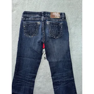 MEK Denim Jean Pant Women's Moscow Slim Boot Distressed Blue Dark Wash Size 27 thumbnail 7
