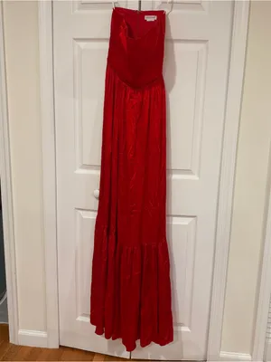 Lovers + Friends Brylee Strapless Red Gown thumbnail 5