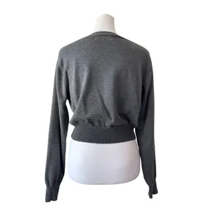 Grace Karin Gray Button Front Cropped Long Sleeve Cardigan Sweater thumbnail 6