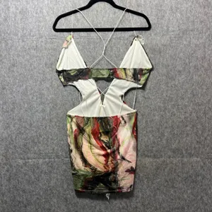Lilyful Mini Dress Ruffle Trim Sleeveless Green Abstract‎ Print Size L thumbnail 5
