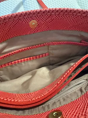Nicole by Nicole Miller Coral-Red Snake-Embossed Shoulder Tote thumbnail 8