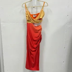 NWT Hello Molly Twin Flame Midi Dress Slit Ombre Yellow Orange Sz 2 Summer Party thumbnail 2