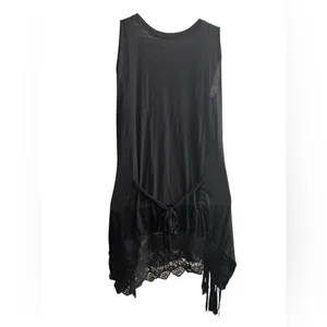 Chic Black Sleeveless Overlay Bling Details Tunic Top L thumbnail 2