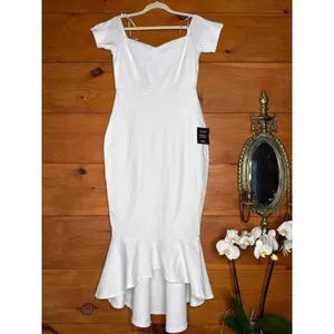 Lulus How Much I Care Ivory Off-the-Shoulder Midi Dress Mermaid Bridal Medium thumbnail 3