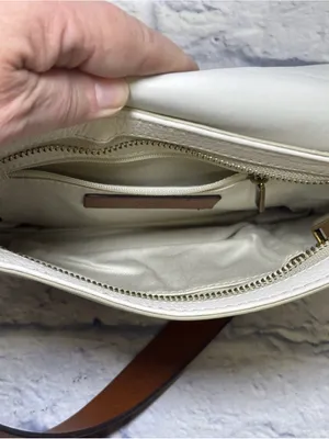 Vintage Fossil Harper Saddle Ivory Cream Leather Crossbody Bag Y2K Key Charm thumbnail 9