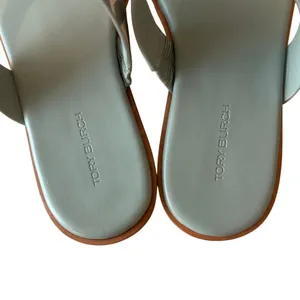 Tory Burch Mini Everly Geometric‎ Blue Grey Sandals Double T 7 thumbnail 4