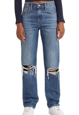 Levi's Low Pro Straight leg distressed jeans in breathe out medium wash size 26 thumbnail 1