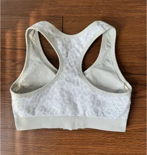 Avia Sports Bra Womens M Gray Leopard Front Zip Racerback Seamless thumbnail 5
