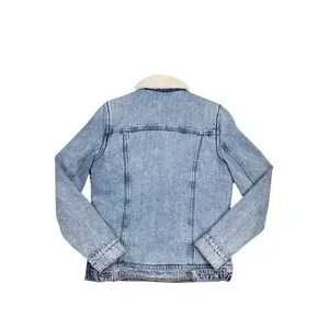 Old Navy Light Wash‎ Denim Jean Sherpa Jacket Size XS thumbnail 2