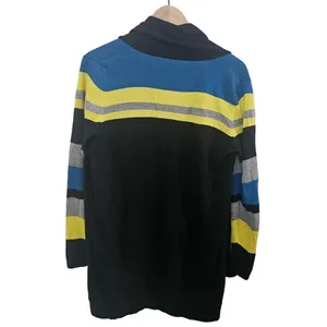 Notations Sweater Sz L Open Front Tunic Cardigan Shawl Collar Striped‎ thumbnail 2