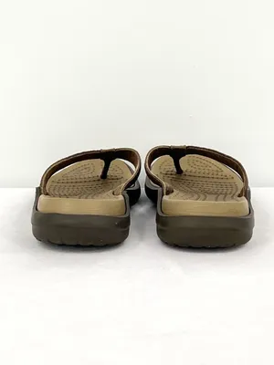 Crocs Capri Canvas Flip Flop Sandals Brown Khaki Size 7 thumbnail 5