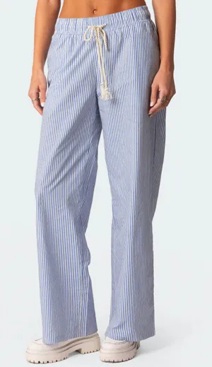 Edikted NWT Blue Pinstripe Pants thumbnail 1
