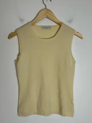 Brunello Cucinelli Cashmere Butter Yellow Cashmere Top Sz S thumbnail 2