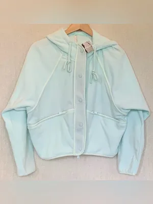 Free People Movement Dream Team Plush Fleece Hoodie in Icicle Sz Med Lightweight thumbnail 3
