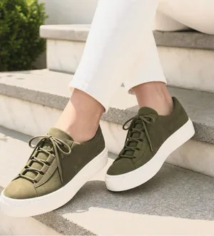 Eileen Fisher Prescot Platform Sneakers Olive Nubuck Leather Women 6.5 thumbnail 1