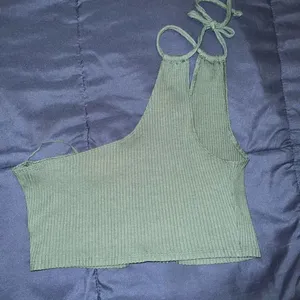 Aerie Rebel Tie Cropped Tank Top in sage green size L thumbnail 5