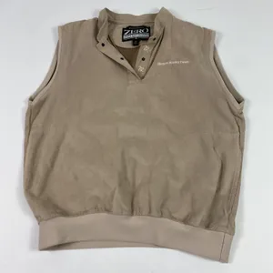 Zero Restriction Vest Womens Medium Tan Golf Made USA Morgan Stanley Snap Neck‎ thumbnail 1