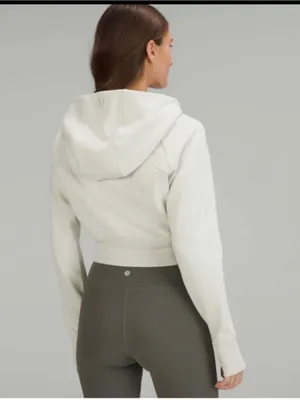 Lululemon Scuba Full-Zip Cropped Hoodie Size 8 Bone Athleisure Lounge Minimal thumbnail 2