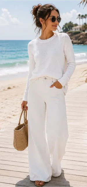 NEW J.Crew Factory White Gauzey Sweater Top thumbnail 1