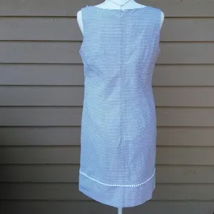 Eliza J Shift Dress Seersucker Stripe Crochet 12P thumbnail 7