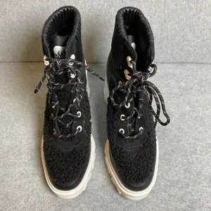 Sorel Brex‎ Boot Lace Women's Sz 8.5 Black White Waterproof Shearling Chunky NWT thumbnail 8