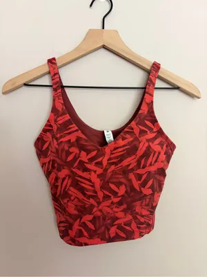 Lululemon Align Cropped Tank Top Spray Leaf Fireside Red Multi Size 4 thumbnail 2