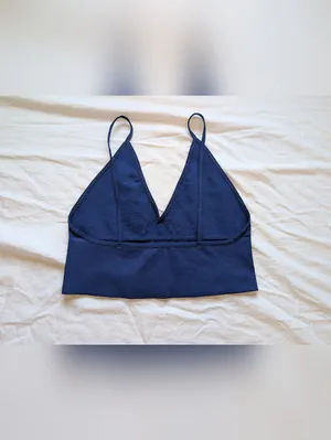 NWOT Free People Intimately Ribbed Longline Bralette Medium/Large Navy Blue thumbnail 2